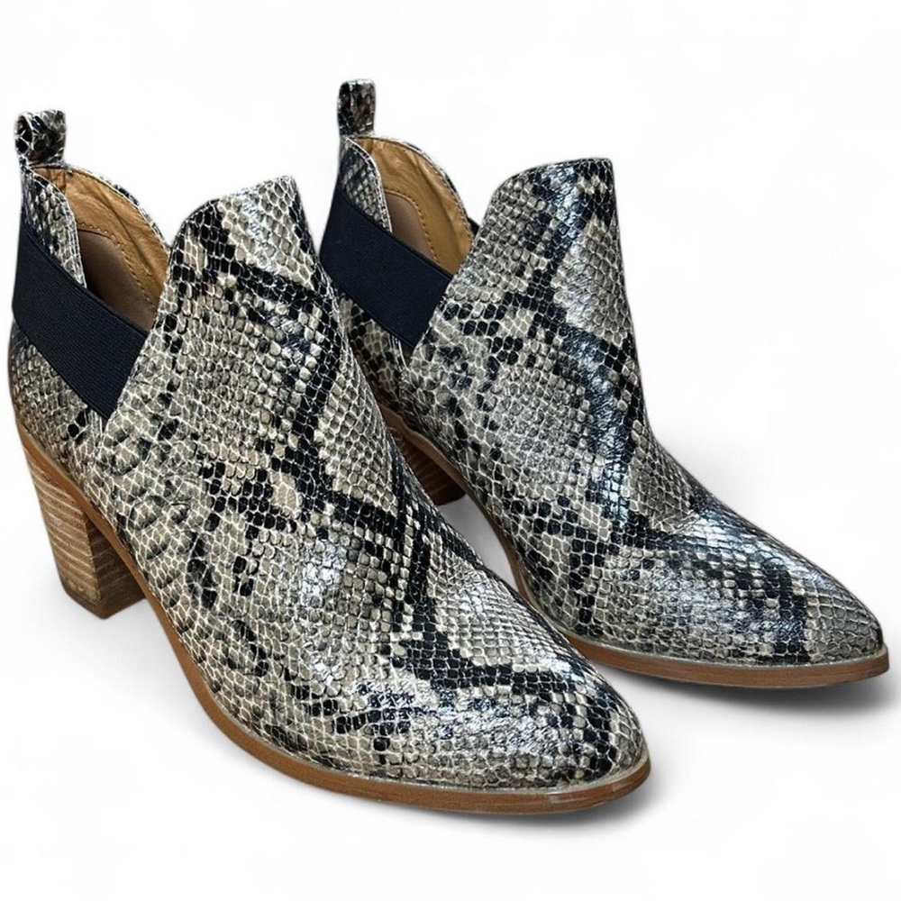Dolce Vita Fig Snakeskin Print Chunky Heel Ankle Booties